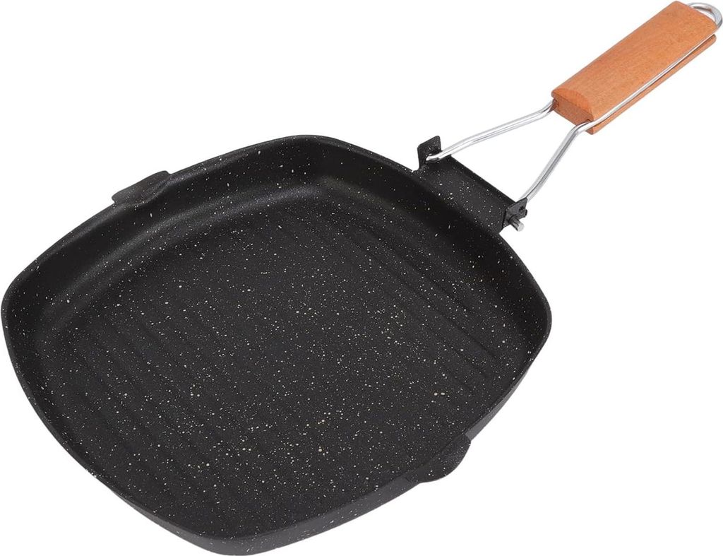 Vierkante anti-aanbak grillpfanne mit einklappbarem Griff – Ideal für Steak und Speck (24x24 cm)