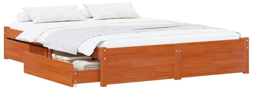 Bettrahmen mit Schubladen mit Speicher Massivholz Kiefer