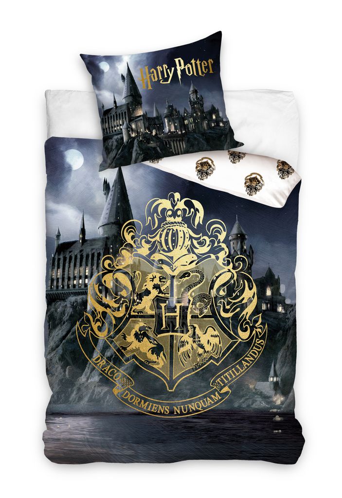 Harry Potter Wende Bettwäsche Hogwarts Wappen 2tlg 135 x 200 cm 80 x 80 cm 