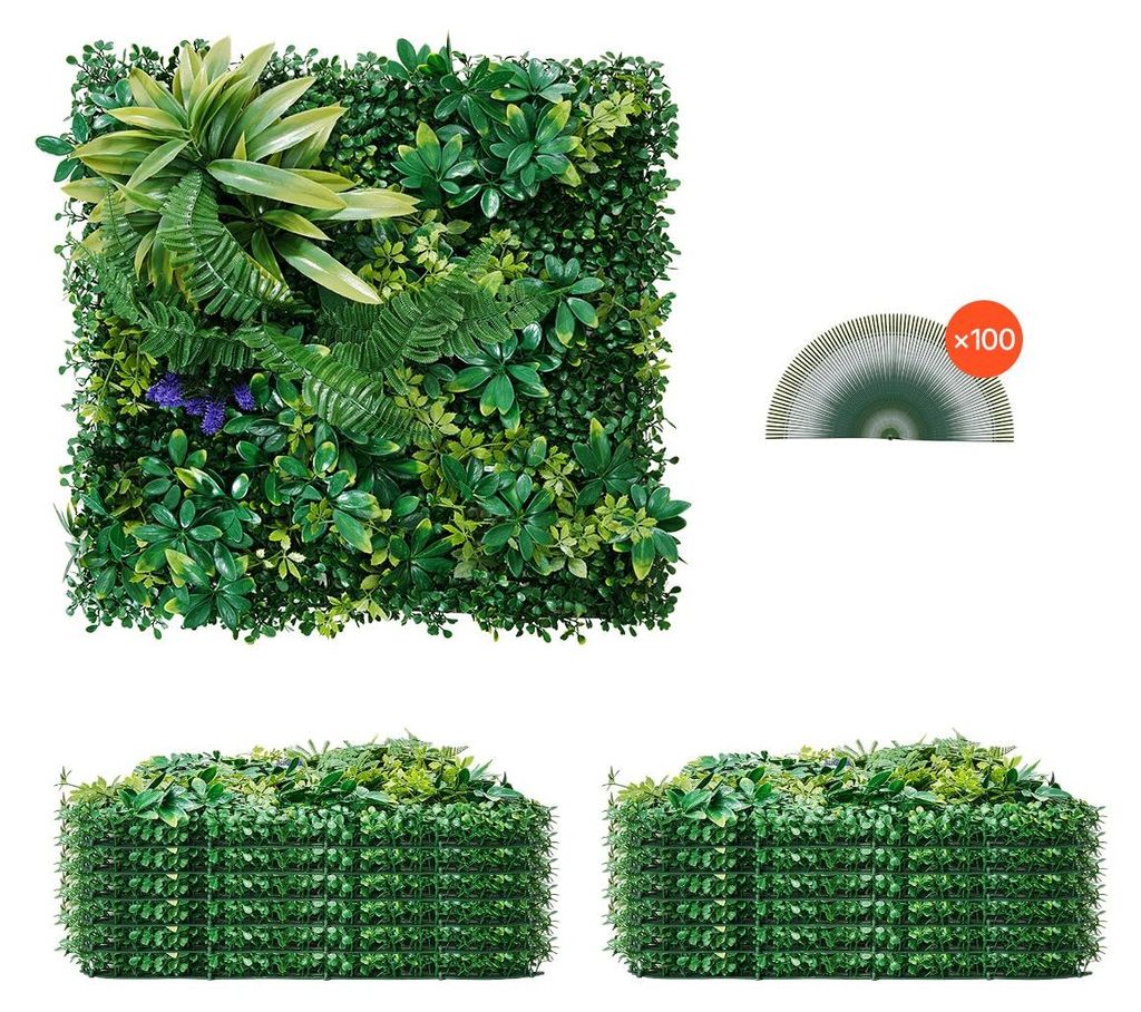 VEVOR Künstliche Hecke, 12 Stück, 500x500x50 mm, Produktbild 