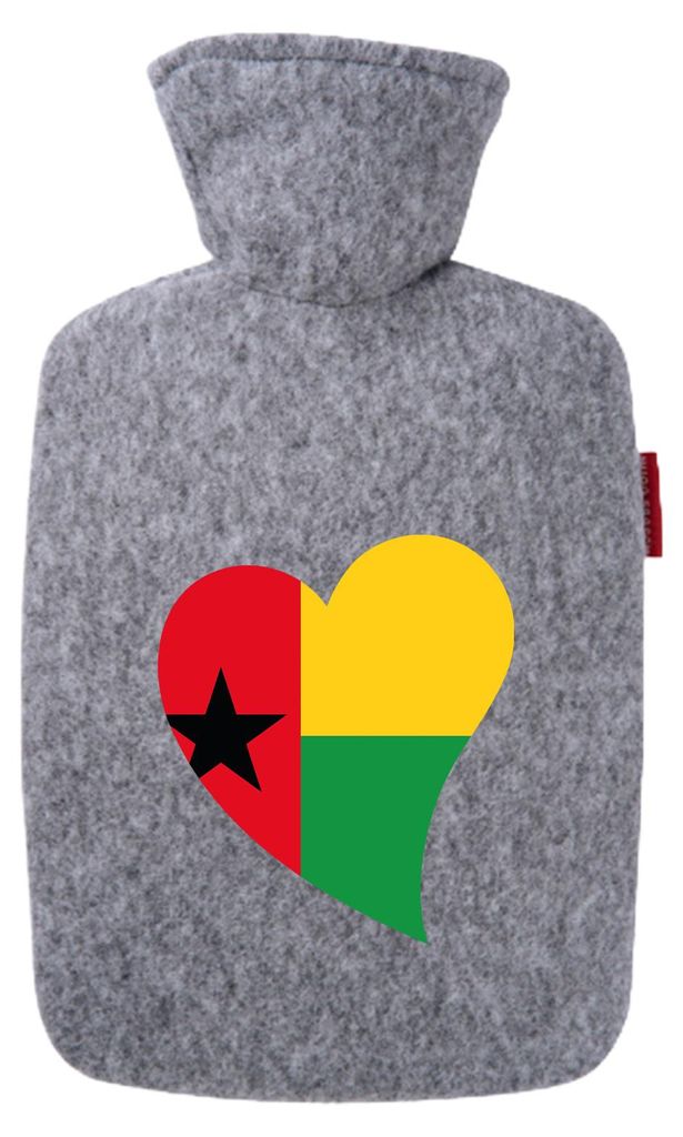 Huuraa Wärmflasche Guinea-Bissau Flagge Herz 1,8 Liter Filz Classic Filzbezug Bettflasche Geschenkidee