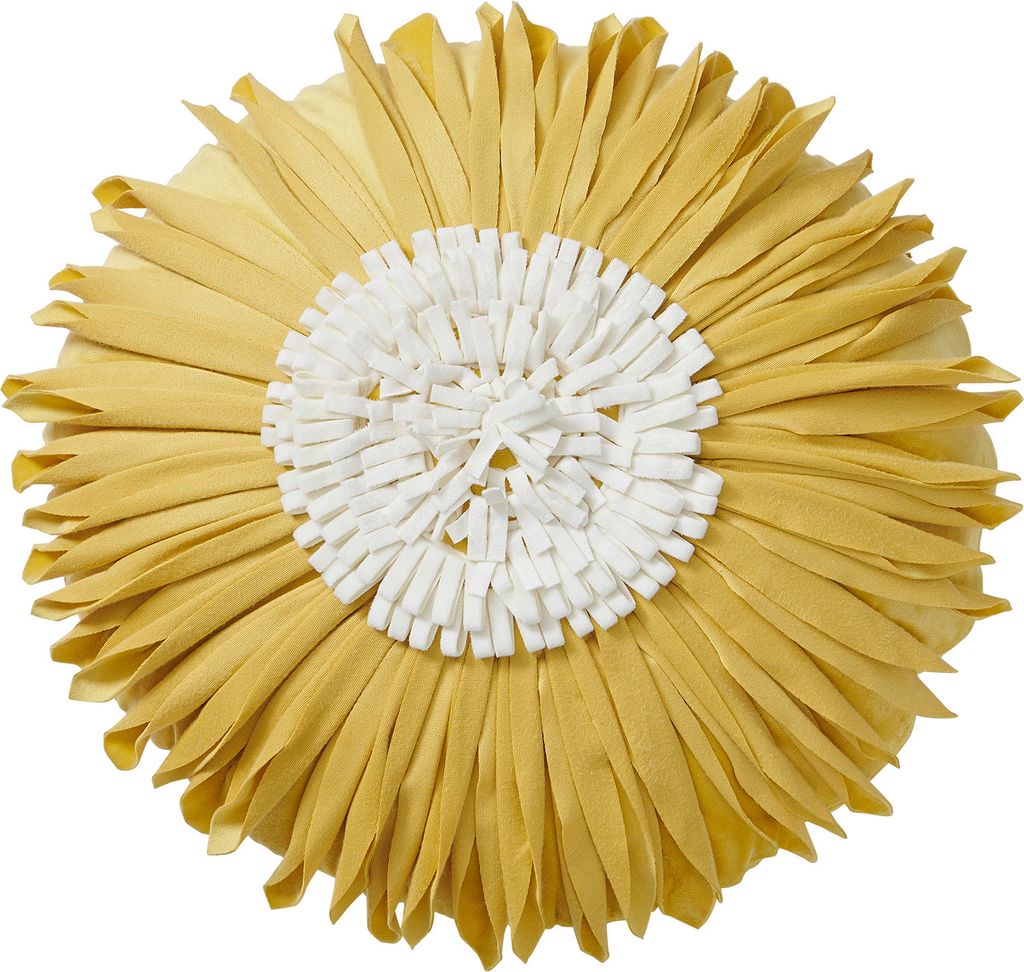 Chrysanthemenform Pillowcase Easy Insertion Velvet Hidden Reißverschluss Wurfkissenbezirk Home Decor-Gelb