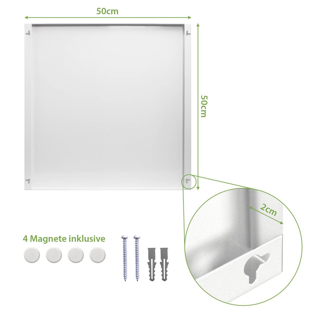 banjado Magnettafel weiß 50x50cm groß Magnetwand Produktbild 6