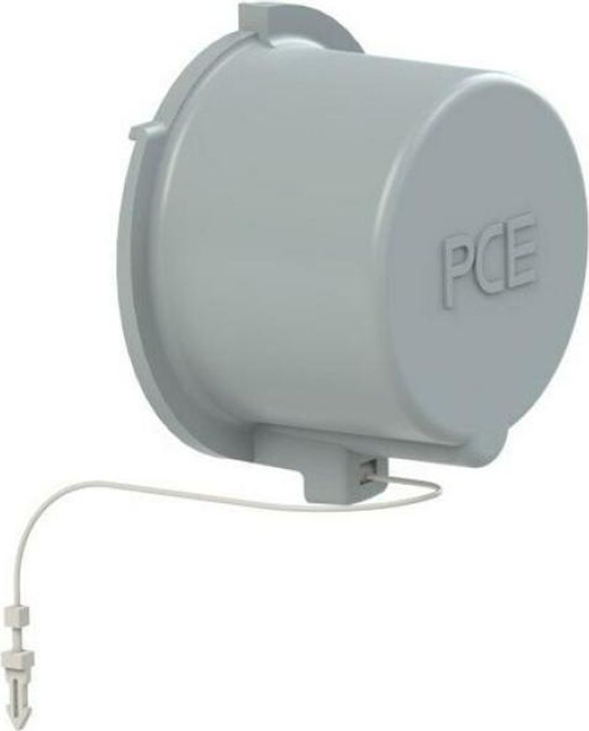 A product shot of a gray electrical connector cap.