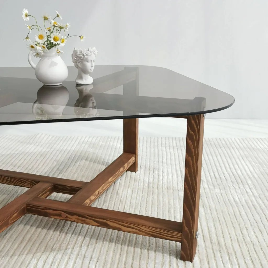 Table basse Aurano 80cm Chêne brun Robuste avec Porte-revues Discret - 7