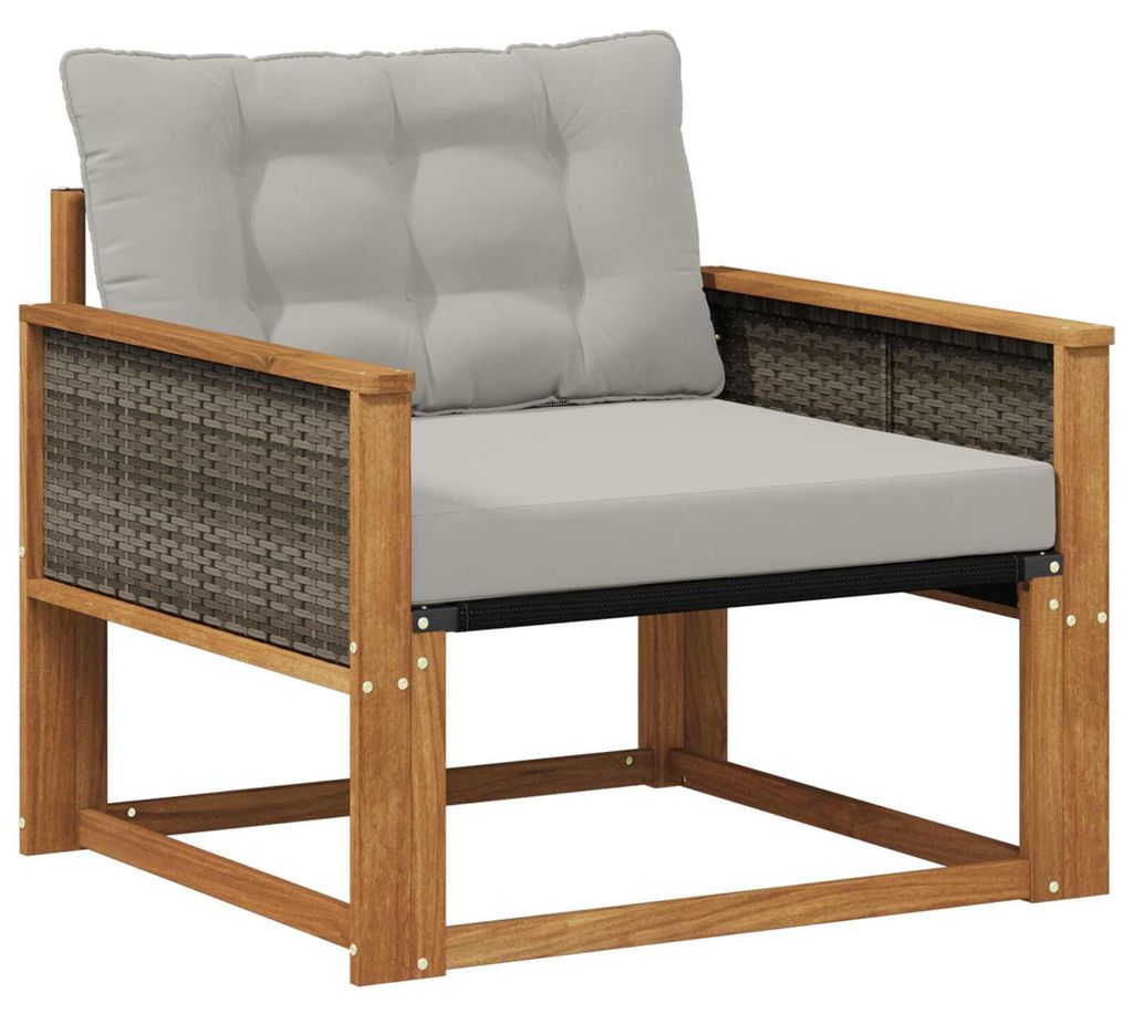 “2026 Modern“ Braun Outdoor-Sofagarnitur Massives Akazienholz und Textilene Natur - Designermöbel 99396 - Gartensofas