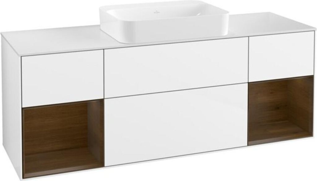V&B Waschtischunterschrank Wandbeleuchtung Finion 160x60,3x50,1cm, Rg wal ven, glo wh. Lac