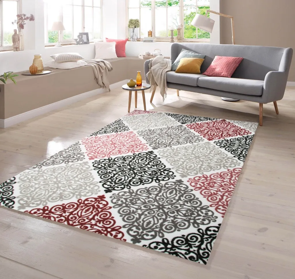 Tapis descente de lit moderne crème et gris 80x150 pour chambre cosy
