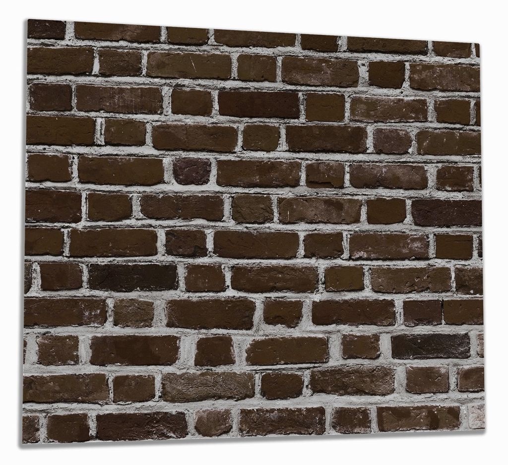 Wallario Herdabdeckplatte aus Glas, Größe 60 x 52 cm 1-teilig, Motiv Ziegelsteinwand in braun - Backsteine