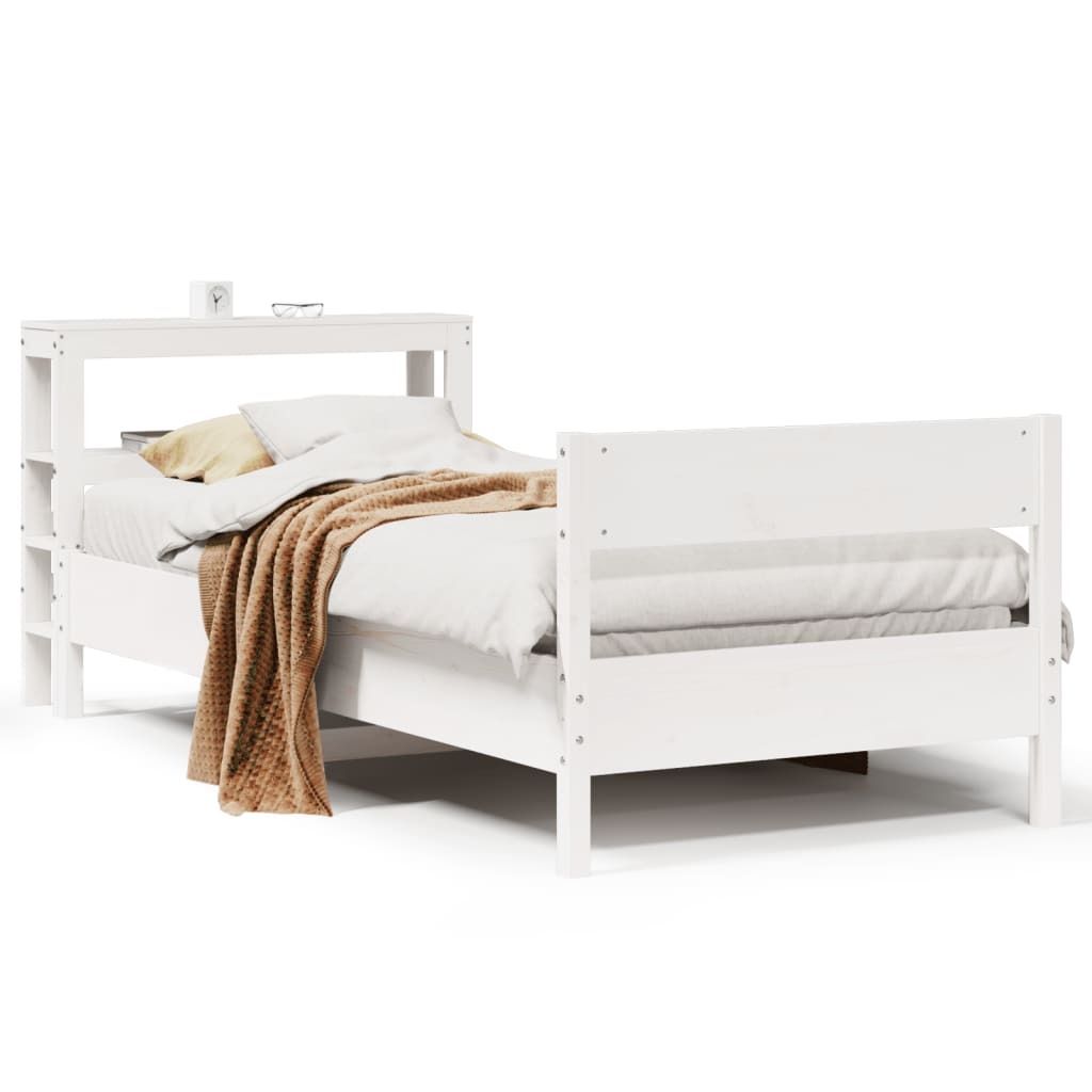 vidaXL Massivholzbett ohne Matratze Weiß 75x190 cm Kiefernholz