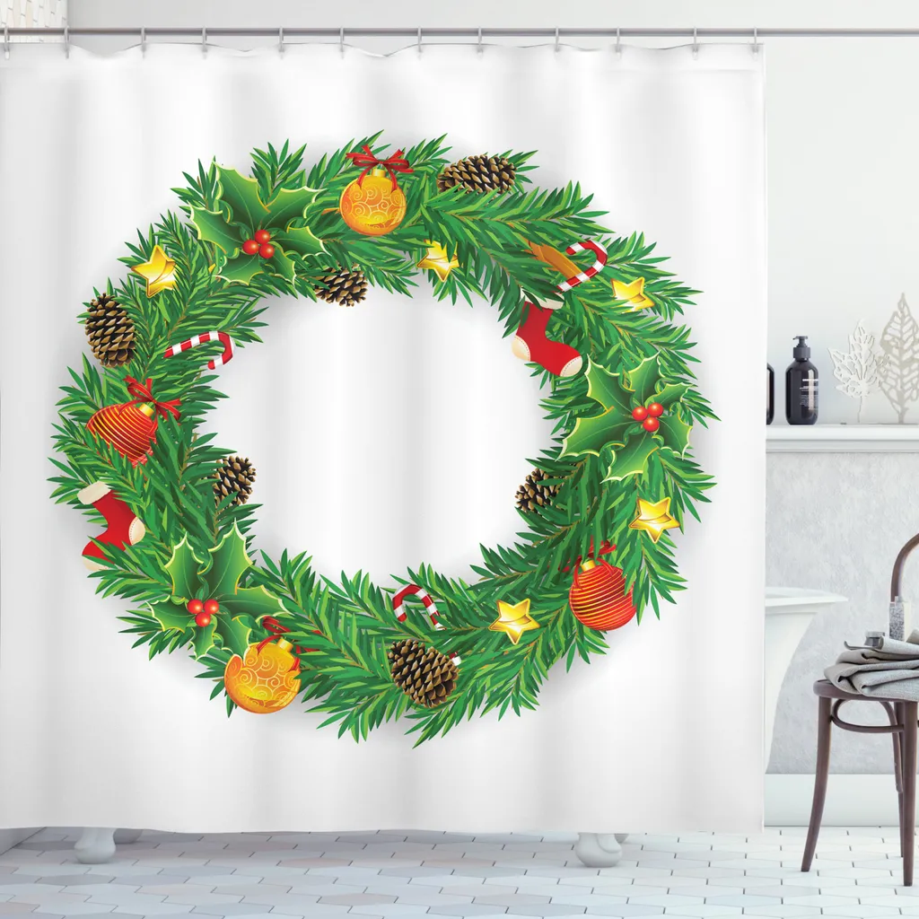 ABAKUHAUS Tenda Doccia Natalizia 175x220cm: Antimuffa e Impermeabile - 1