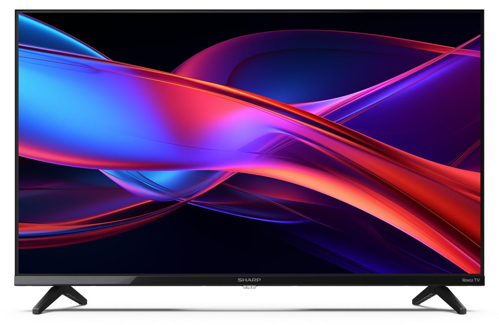 A television with a colorful abstract image displayed on its screen.