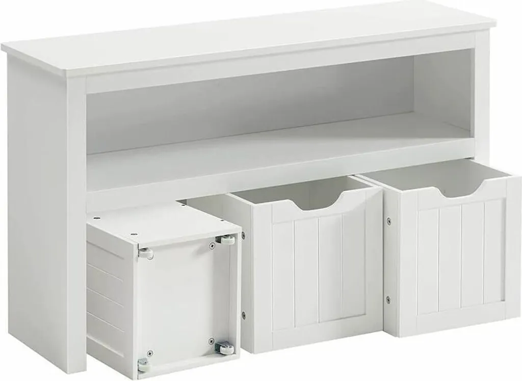 Rangement Jouets pour Chambre Enfant, Étagère Basse Accès Facile Blanc