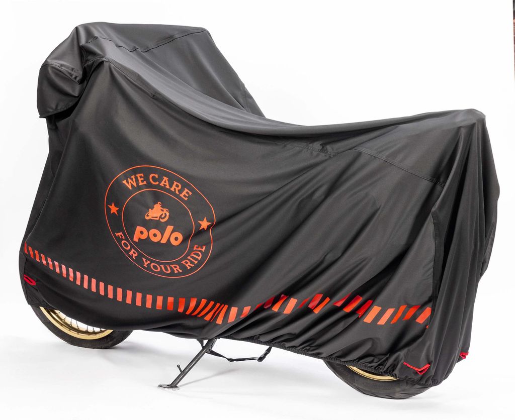 POLO Outdoor Stretch Abdeckplane M, Schwarz - Schutz für Motorrad