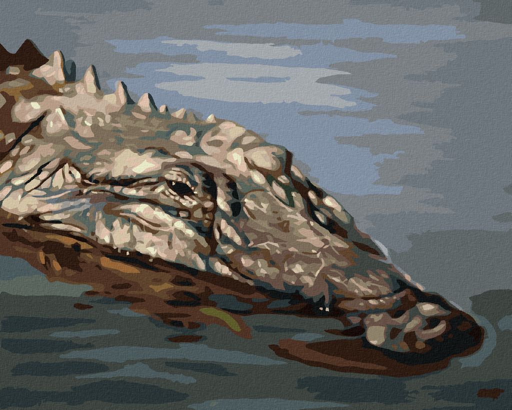 Zuty - Malen nach Zahlen - ALLIGATORKOPF IM WASSER II (D. RUSTY RUST), 40x50 cm, mit Keilrahmen (bereits gespannt)