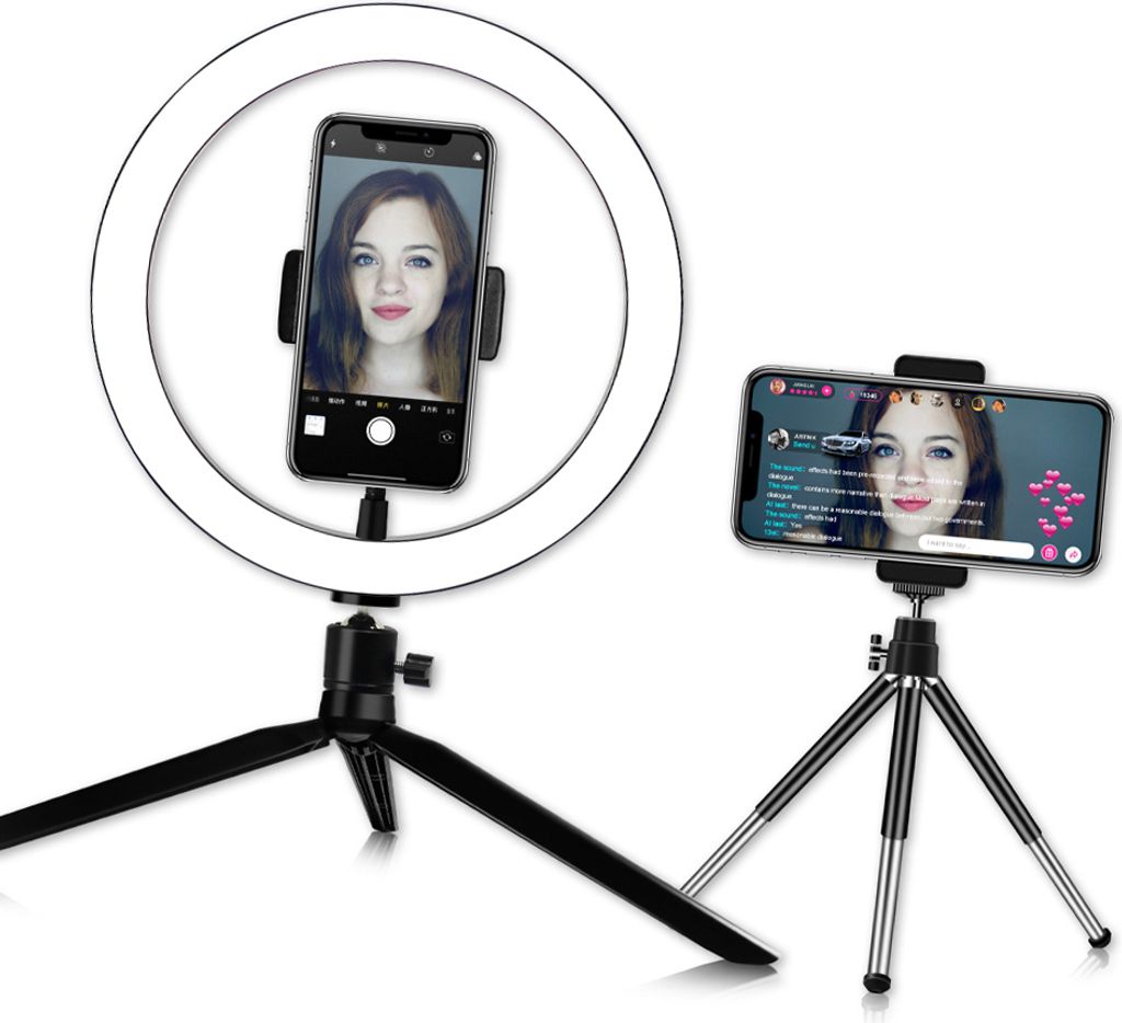 DC5V 7W LED-Lichtrunde Selfie-Kamera-Lampe mit Mini-Stativ USB-Stromversorgung 10 Stufen Einstellbar Helligkeit Dimmbar / Farbtemperaturaenderung /...