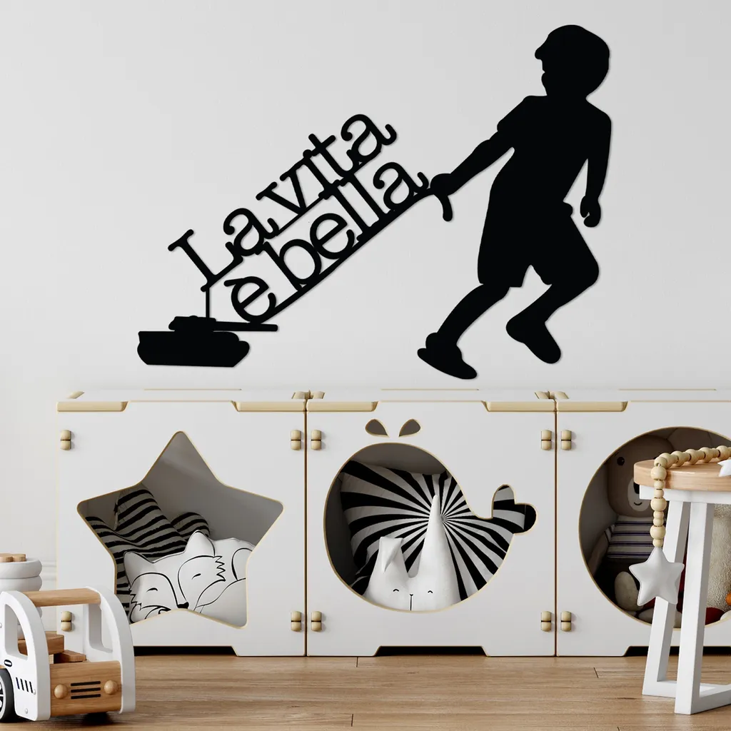 Wallity Vita E Bella 2: Decorazione Parete Moderna in Metallo Nero