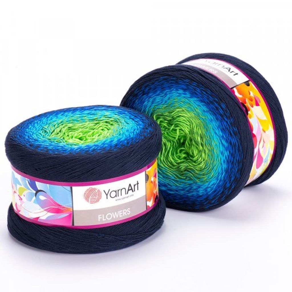 YarnArt Flowers 300 Farbverlaufsgarn 250g – 55% Baumwolle, Produktbild 
