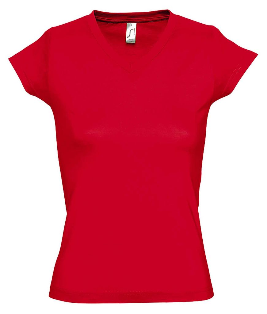 SOLS Moon Damen T-Shirt, Kurzarm, V-Ausschnitt PC294 (Medium) (Rot)