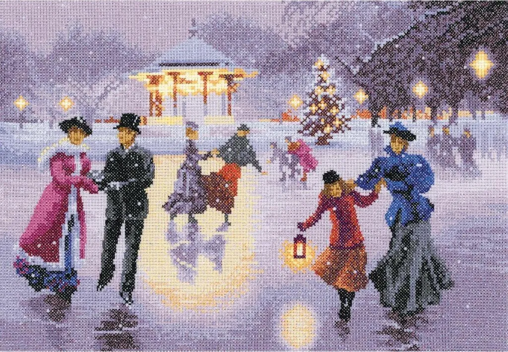 Kit Point de Croix Père Noël Facile à Suivre : Toile et Schéma 31x22 cm
