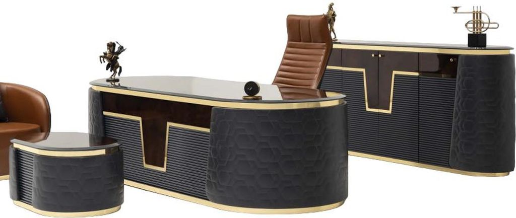 Zeitlos 3tlg. Büro Set Arbeitstisch Kommode Büro Couchtisch Arbeitszimmer