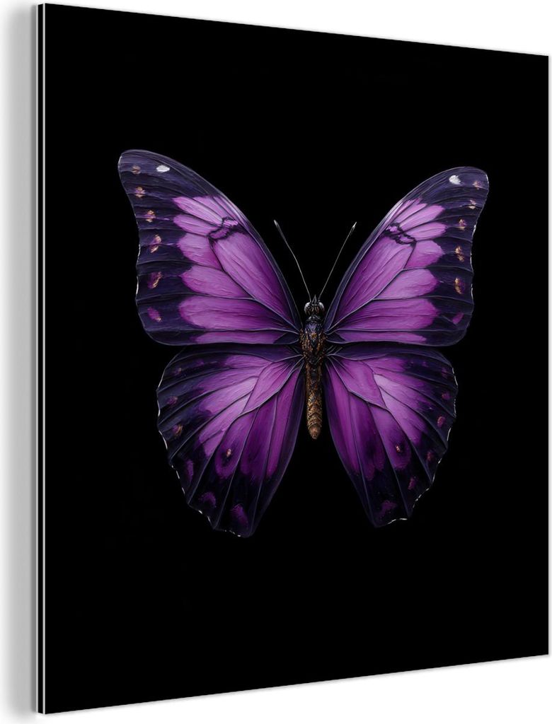MuchoWow Wanddekoration Metall Metallbild Wandkunst 90x90 cm Schmetterling - Lila - Lebendig MuchoWow Aluminium Gemälde - Dekoration - Industrial ...