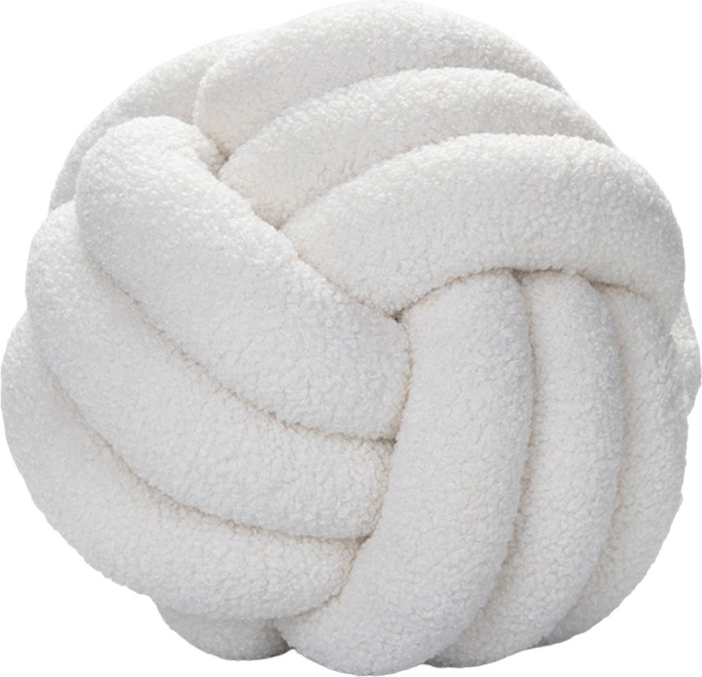 Knotted Ballwurf Kissen Ultra weiche Begleiterschaft dekorativ handgewebte Knotbugel Lamm Samtsofa Kissen für Badezimmer-Beige