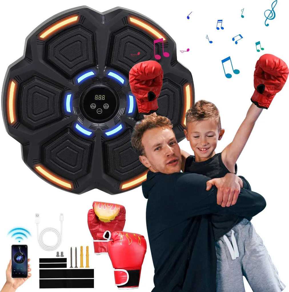 TolleTour Machine de boxe musicale murale avec 2 paires de gants boxe