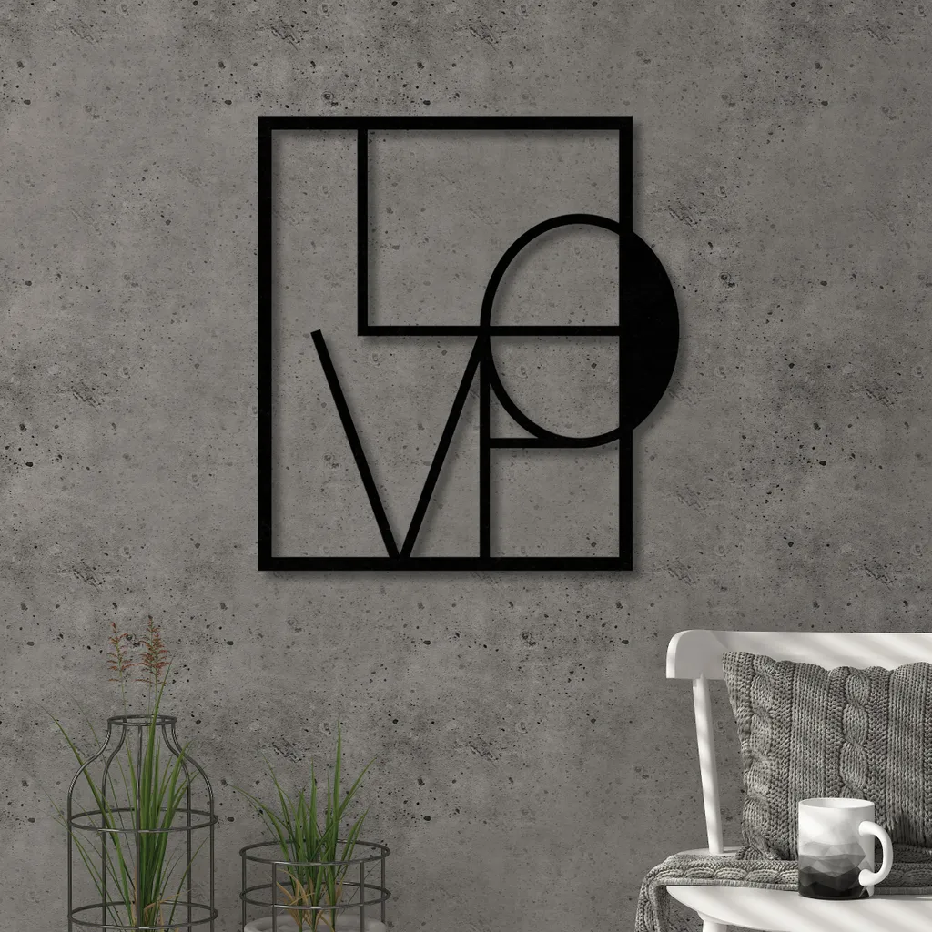 Objet de Décoration Murale LOVE en Acier - Design Moderne 46 cm