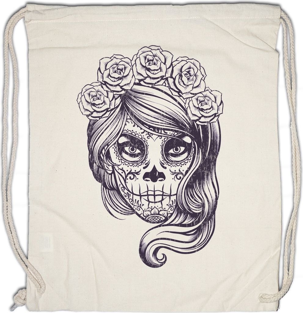 Urban Backwoods Dia De Muertos III, Turnbeutel, Farbe: Beige