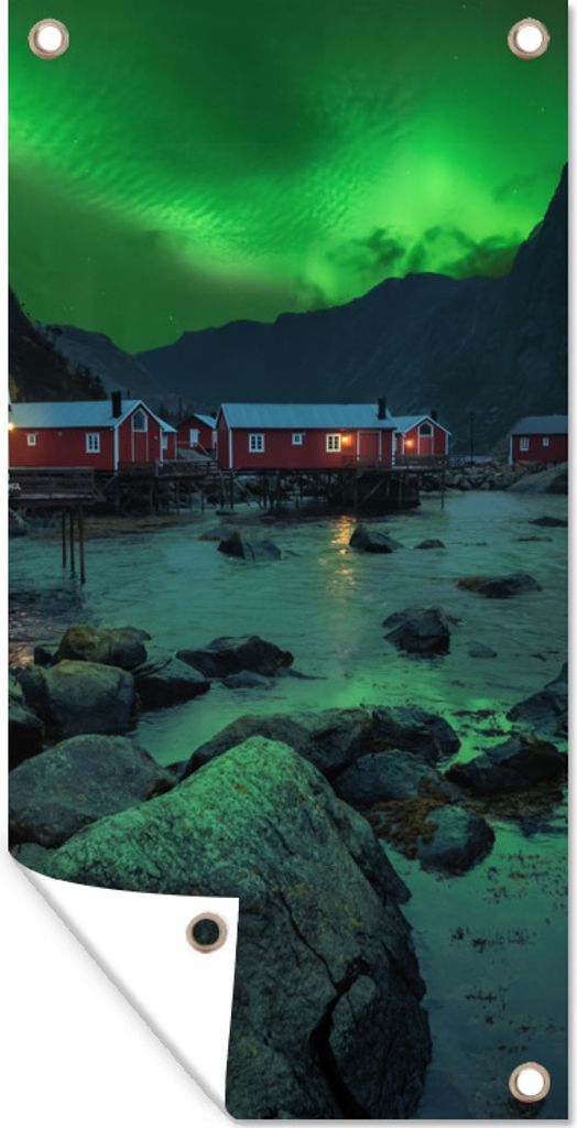 MuchoWow 30x60 cm Outdoor-Poster Gartendeko Sichtschutz Garten Poster für den Garten Nordlichter - Norwegen - Nacht