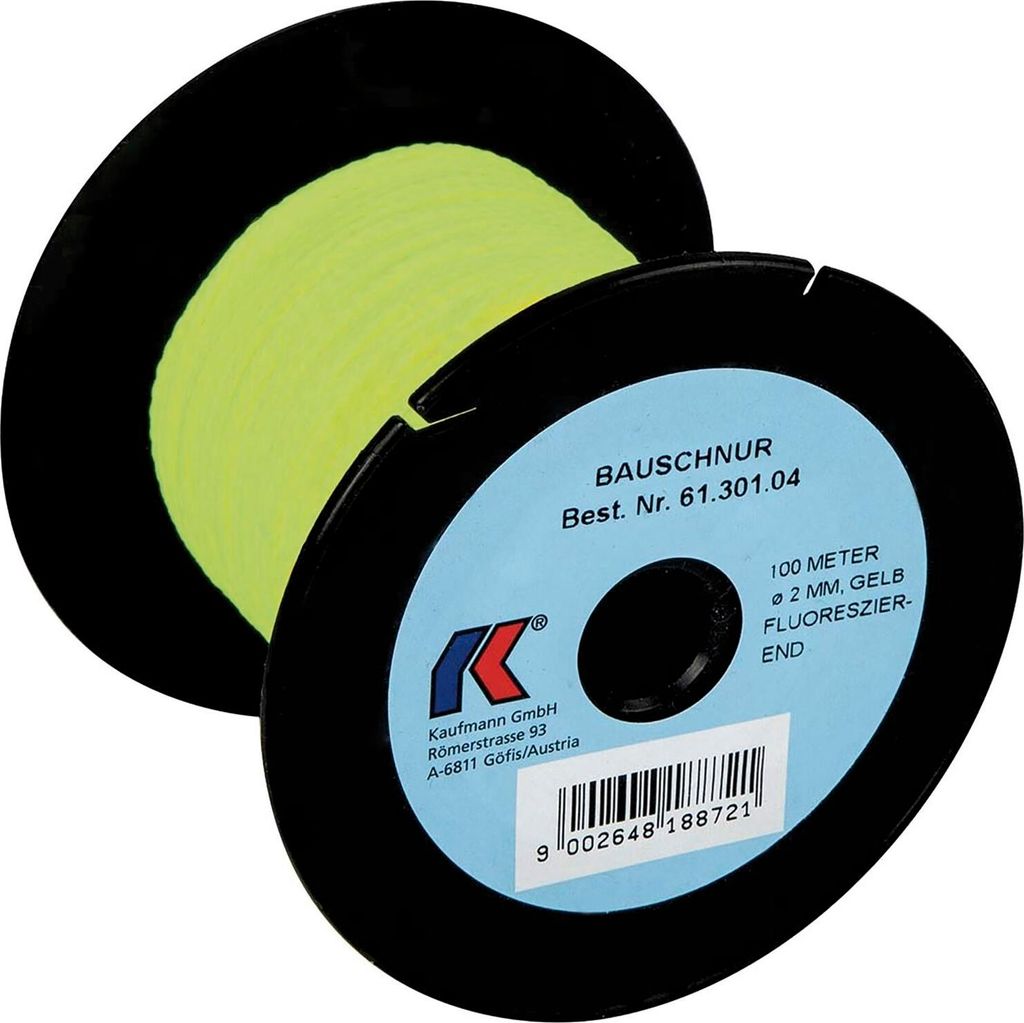 KAUFMANN Trassierschnur gelb fluoreszierend, leicht dehnbar, ø 2mm Länge 100 m