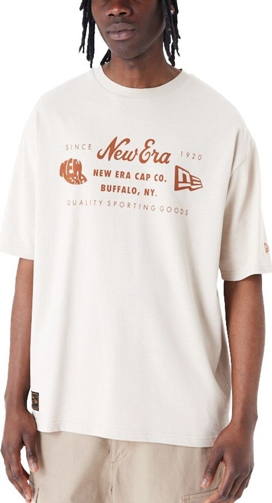 New Era Oversize Shirt - HERITAGE PATCH stone beige - M