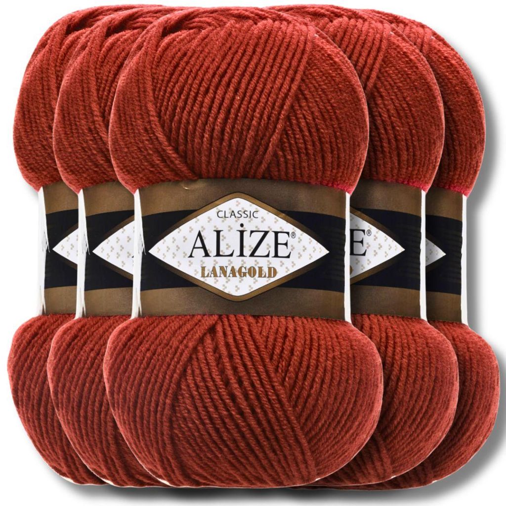 Alize 5x 100 g Lana Lanagold, tinta unita, uncinetto, Immagine del prodotto 