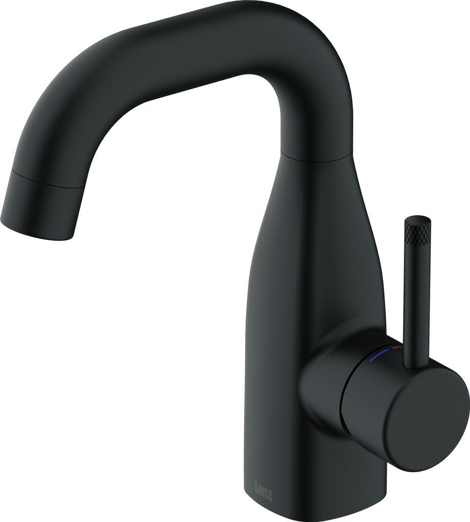 Lenz POLA Waschtischarmatur Schwarz-matt Einhebelmischer mit Pop-Up Ventil, Keramikkartusche, 120° Schwenkbereich 46070851