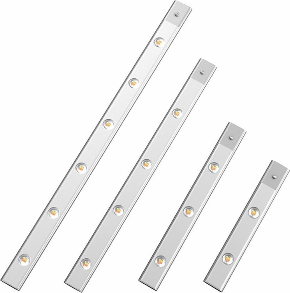 INF Magnetische LED Leuchte mit Bewegungsmelder - Aufladbare Schrankbeleuchtung Silber 20 cm
