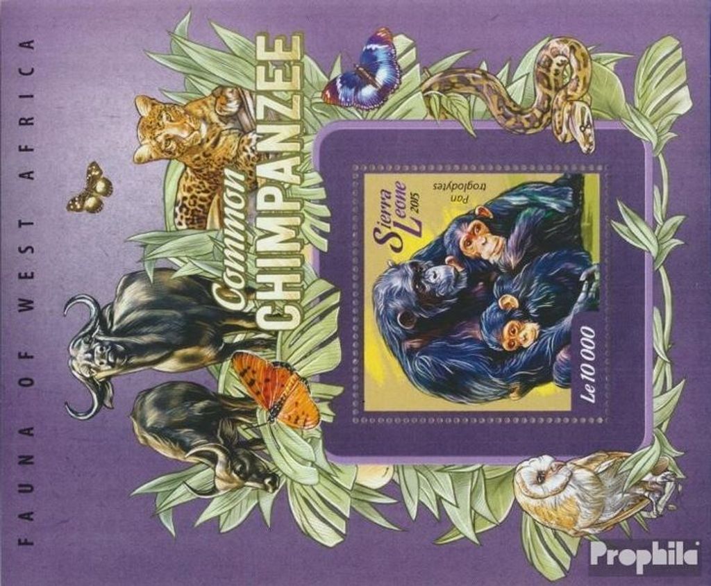 Briefmarken Sierra Leone 2015 Mi Block 752 (kompl. Ausg.) postfrisch Schimpanse