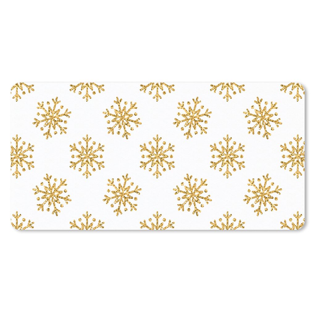 MuchoWow Mauspad Mousepad Schneeflocke - Gold - Glitter - Weihnachten - Design 60x30 cm - Mousepads - Maus Mat - Pad - Mausunterlage - Nachhaltig