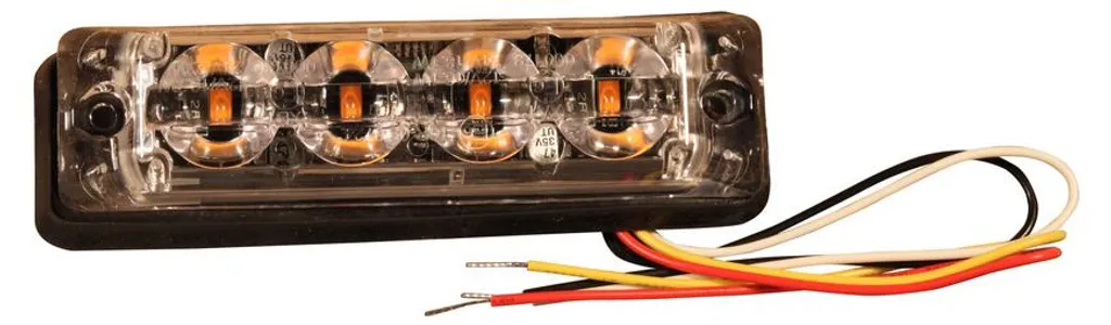 Flash LED Orange 4x3W Étanche IP67 - Signalisation Compacte 110x29x11 mm