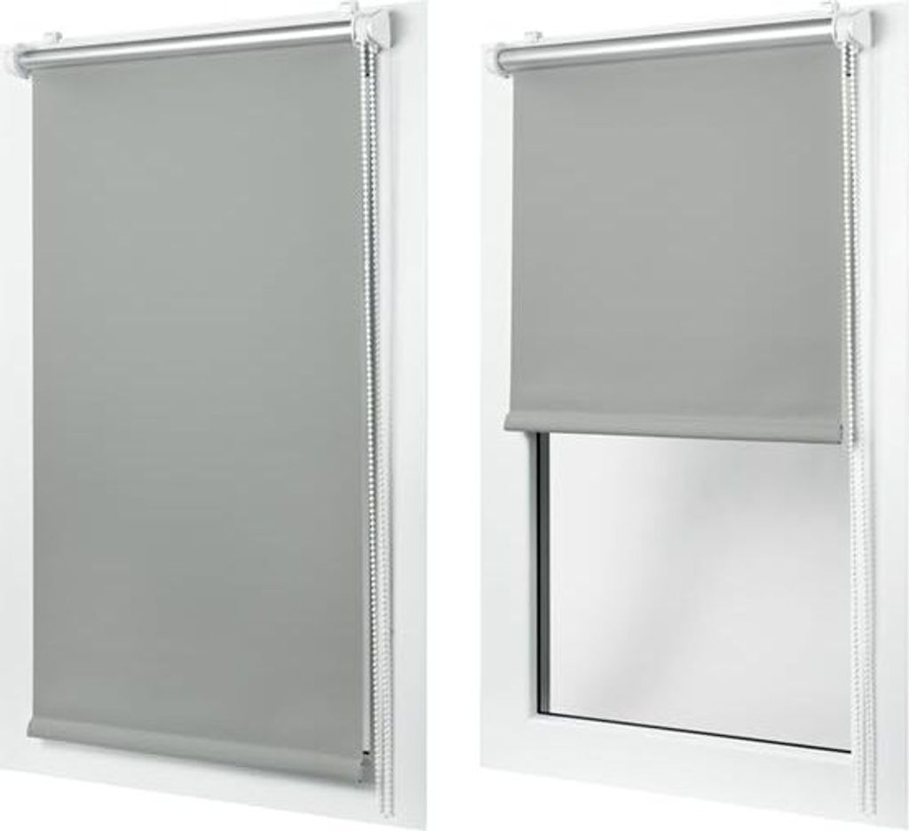 Mako | Rollo - Verdunklungsrollo Klemmfix - 75x230 cm - Grau - 100% Blackout - Energieeffizient - Ohne Bohren