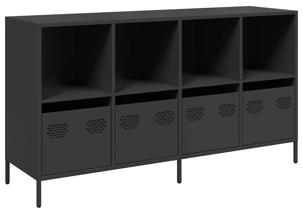 Sideboard Noir Robuste 135 cm - Solution de Rangement Acier Anti-Poussière - 2
