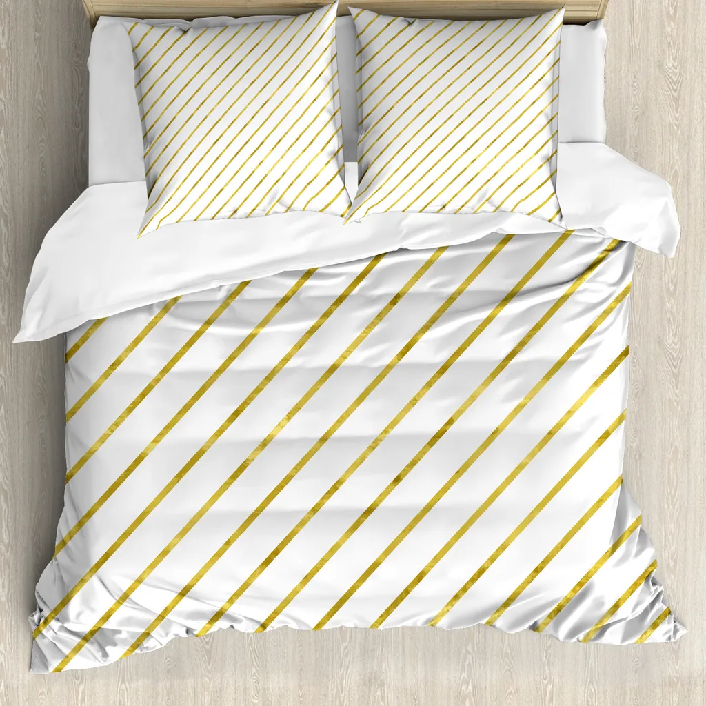 Set Copripiumino ABAKUHAUS Giallo e Bianco 155x220 - Anti-Acari Moderno