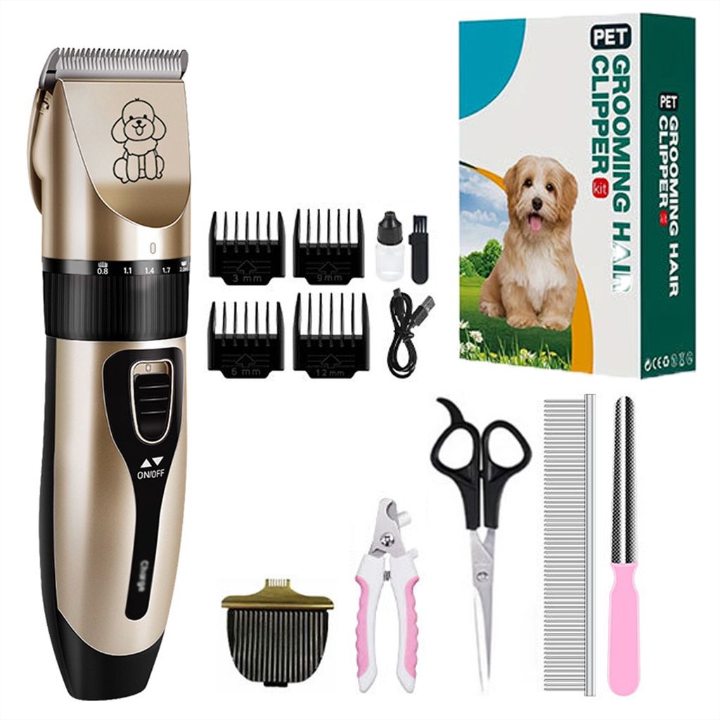Leise Hundeschermaschine,Profi Schermaschine,Hund Katze Tierhaarschneidemaschine,Elektrische Hundetrimmer,Schnurlosen Haarschneidemaschine (Gold)