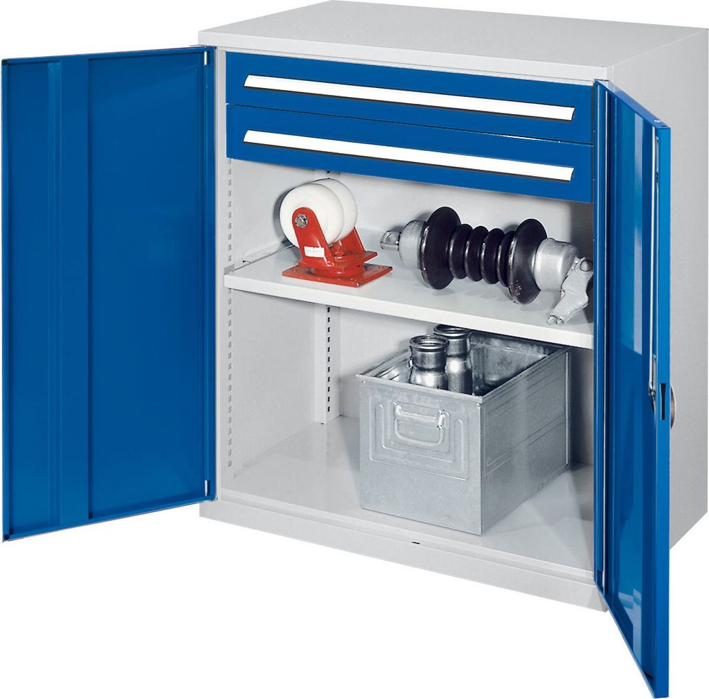 Kappes Schwerlast-Beistellschränke ohne Mitteltrennwand 1110x1000x600mm Modell 61 Vollblechtüren enzianblau