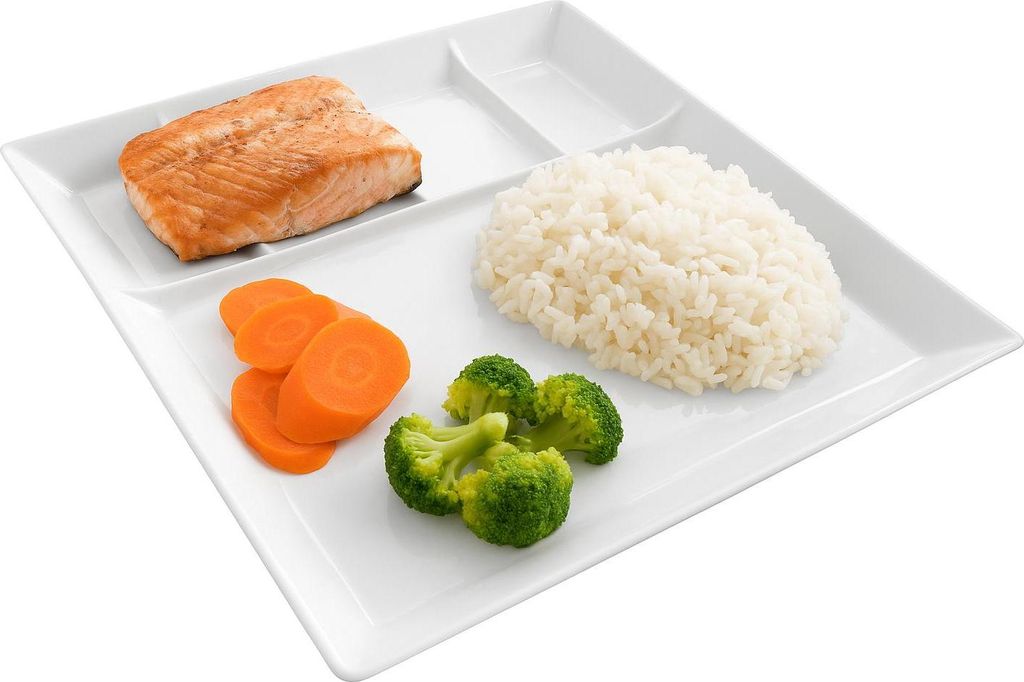 Cookinglife Fondueteller / Gourmetteller / Grillteller – 5 Fächer – Weiß – 24 x 24 cm – 4 Stück