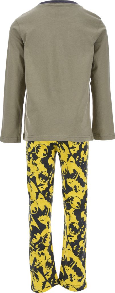 Batman Kinder Jungen Schlafanzug Pyjama Langarm-Shirt + Schlaf-Hose , Farbe:Olivgrün, Größe:104