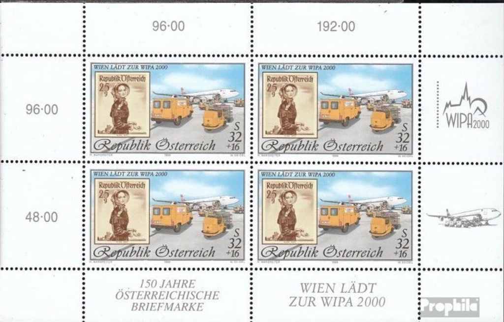 Briefmarken Österreich 1999 Mi 2292I Kleinbogen (kompl.Ausg.) postfrisch WIPA 2000