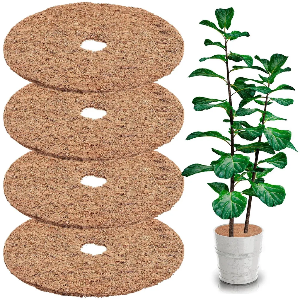 Protection hivernale pour plantes en pot, 4 tapis coco 40cm anti-gelée