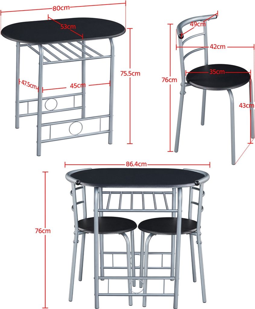 Yaheetech 3-teilig Essgruppe, Sitzgruppe Balkonset aus Produktbild 3