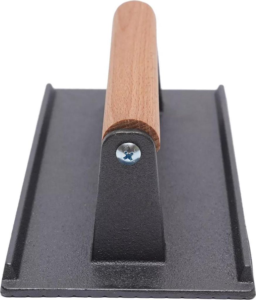 Grillpresse aus Gusseisen - Burger- & Baconpresse - Schweres Gewicht - Flache Bodenplatte - 21×10,5 cm - Für Pfanne & Grill